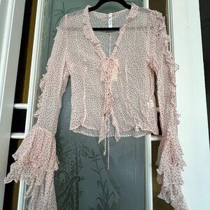 70/21 Long Sleeve Polka Dot Sheer Blouse